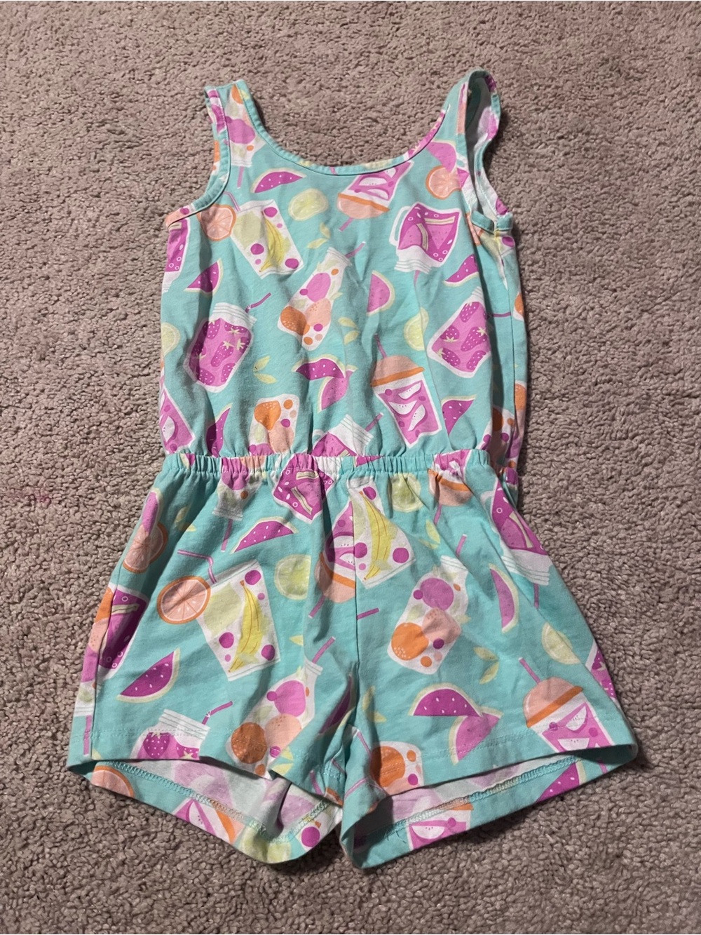 Place Mint Green Fruit & Drink Print Romper